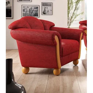 Home Affaire Sessel »Milano, bequemer Loungesessel, Landhaus-Stil, Holz-Chatosen und -Füße«, rot