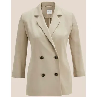 Jackenblazer MADELEINE "Blazer Zweireihiger Blazer mit 3/4-Ärmeln", Damen, Gr. 36, grau (kiesel), Obermaterial: 95% Polyester PES. 5% Elasthan EL., Modern, normal, Blazer Jackenblazer