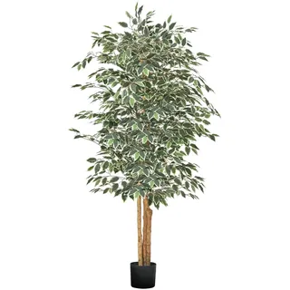 Vevor Künstlicher Ficusbaum, 1,8 m, mit schwarzem Topf, Kunst-Ficuspflanze mit natürlichem Holzstamm & realistischen grünen Blättern, Seidenbaum für Innenbereich, für Zuhause, Büro, Wohnzimmer