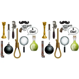 Beistle 53397 22 Stück Murder Mystery Foto Fun Schilder Tatort-Ausschnitte, 17,8 cm - 52,7 cm - für Sherlock-Homes-Party-Dekorationen, hergestellt in den USA seit 1900, Papier, Verschiedene Farben