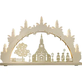 weigla günter gläser leuchtenherstellung Schwibbogen »Seiffener Kirche, Länge ca 52cm NEU Motivleuchte Lichterbogen Erz Warm/ Gelb 52 X 31 X 4