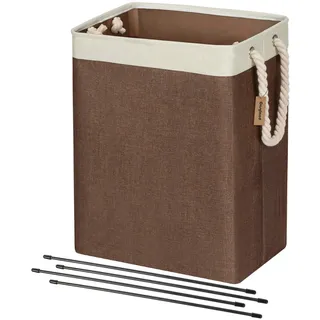 COSYLAND Großen Wäschekorb, Faltbare Wäschesammler mit Seil Griffe Aufbewahrungsbehälter geeignet für Schlafzimmer Waschküche Bad 53 x 27 x 39 cm Beige + Braun