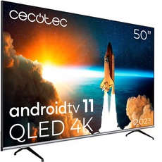 Cecotec TV QLED 50" Smart TV V1 Series VQU10050S. 4K UHD, Android 11, Rahmenloses Design, MEMC, Dolby Vision, Dolby Atmos, Wide Color Gamut 96%, 2 Lautsprechern 10W, 2 Kontrollen, Modell 2023