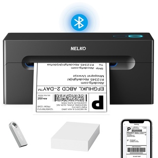 Nelko Bluetooth DHL Etikettendrucker, Labeldrucker 4x6 Versandetiketten Drucker Bluetooth Thermal Printer für Shopify Zalando Ebay Amazon UPS, unterstützt Android/iOS und Windows/Mac/Chrome