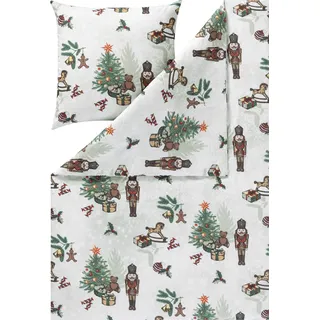 Estella Bettwäsche-Garnitur Impulse Kuschelflanell Nutcracker Farbe rot Größe 135x200+80x80 - Rot
