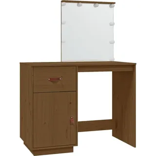 vidaXL Schminktisch mit LED Honigbraun 95x50x133,5cm Massivholz Kiefer - Braun