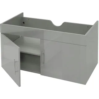 Mendler Waschbeckenunterschrank HWC-D16, Waschtischunterschrank Waschtisch Unterschrank Badmöbel, hochglanz 90cm - grau