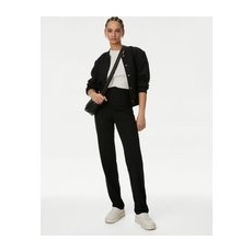 Womens M&S Collection Pantalon coupe droite en jersey extensible - Black, Black - 12-REG