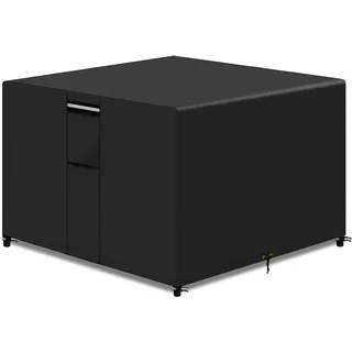 PATIO PLUS Würfel Rattan Garten Möbel Tischabdeckungen mit Air Vent, Heavy Duty 600D Oxford Stoff Möbel Abdeckungen wasserdicht winddicht für Outdoor-Garten quadratischen Tisch, schwarz 135x135x71cm