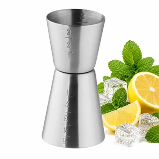 FMprofessional Cocktailmaß aus Edelstahl – beidseitiger Jigger für 3 cl und 5 cl, Cocktail Messbecher für präzises Dosieren von Drinks, Longdrinks und Cocktails, spülmaschinengeeignet