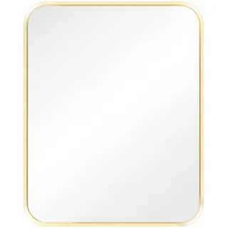 Navaris Wandspiegel mit Metall Rahmen in Gold - Deko Spiegel 50 x 40 x 2,5 cm zum Aufhängen - Badezimmerspiegel Flur Bad WC - abgerundete Ecken - Deko Spiegel rechteckig