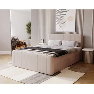kaiser möbel Kontinentalbett OSLO mit Bettkasten, Bequem und Modern, Stoff Komodo Dunkelbeige 180x200 cm - Beige