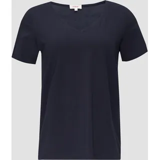 S.Oliver Damen T-Shirt mit V-Ausschnitt, Marine, 40