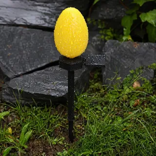 Baluue Solar-Osterei Gartenstecker, LED Gartenleuchte außen Gelb | Wasserdichte Gartendeko mit Risse-Design, Solarlicht als Osterei für Garten, Rasen und Wege