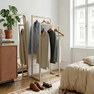 [en.casa] Kleiderständer stabil Holtalen Kleiderstange doppelt Garderobenständer stehend Garderobe Metall Standgarderobe 100 x 40 x 30 cm Kamelfarben