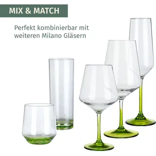 Milano Weißweinglas green line 2er Set aus Polycarbonat 450 ml bruchfest BPA-frei leicht ideal für Camping Picknick Festival Outdoor Wein Rose Schorle