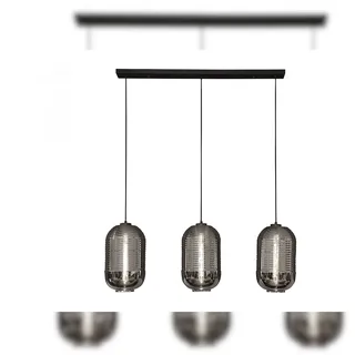 KAWOLA Braga 3-flg. E27 105 cm rund Schwarz/Glas