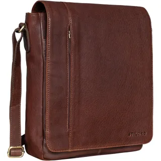 STILORD Paul Umhängetasche Herren Leder Hochformat Messenger Bag im Vintage Design Ledertasche für 13,3 Zoll MacBook iPad DIN A4 Herrentasche Echtleder Farbe:maraska - Dunkelbraun