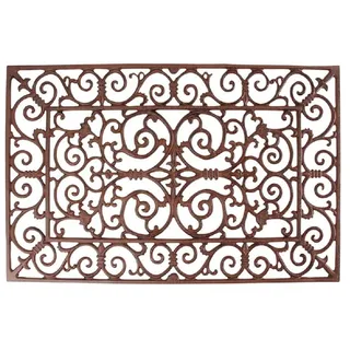Esschert Design Schmutzfangmatte, Fußmatte in antik aus Gusseisen, rechteckig, ca. 72 cm x 46 cm