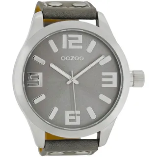 Oozoo C1007 Herrenuhr, Lederarmband, Grau, Band