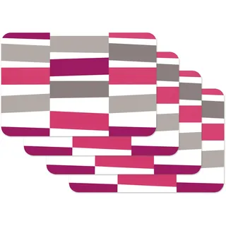 Venilia Tischset Black Jack Pink Grau Vintage Streifen, Platzset für Esszimmer, Esstischmatten, Telleruntersetzer, Platzdeckchen, abwischbar, lebensmittelecht, 45 x 30 cm, 4 Stück, 59058