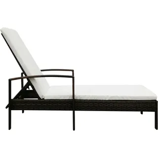 vidaXL Sonnenliege mit Auflage Poly Rattan Braun - Braun, Beige, Weiß