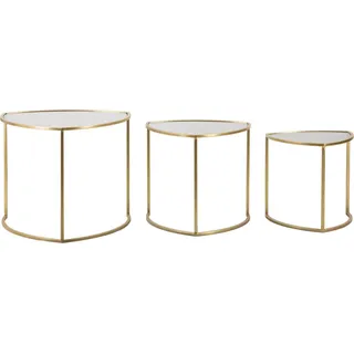Mauro Ferretti Dreieckiger Beistelltisch Set 3 Ø 60x50-50x45-40x40 cm gold - Gold