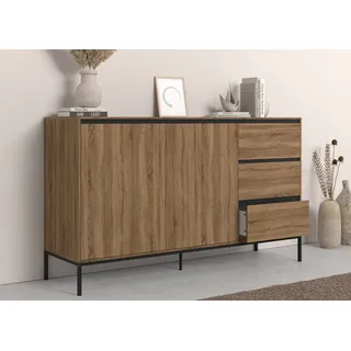 INOSIGN Sideboard »Bari«, Kommode mit 2 Türen und 3 Schubkästen, Breite 140 cm, schwarz