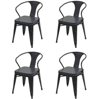 Mendler Esszimmerstuhl HWC-H10d Kunstleder schwarz-grau 4er Set