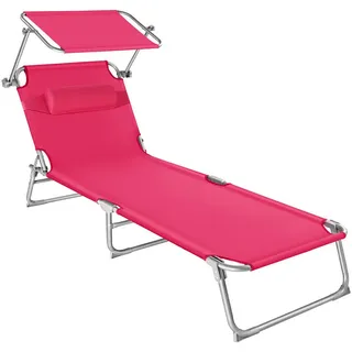 tectake Sonnenliege Chloé, 190 x 68 x 111 cm, mit Seitentasche, pink , Pink , Kunststoff , 68x65x190 cm , Gartenmöbel, Gartenliegen