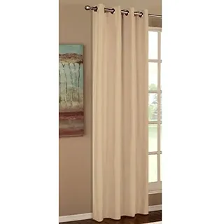 Vorhang Blickdicht Schal, Matte unifarbene Gardine mit Ösen. Material aus Microsatin Micofaser-Gewebe., 175x145, Sand, 20405