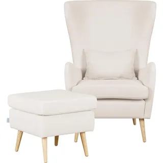 Home Affaire Ohrensessel Sallito Polyester 76 x 109 x 85 cm Beige mit Hocker