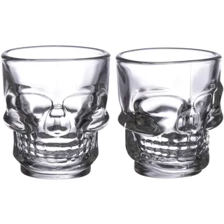 Puckator Set mit 2 Totenkopf- und Rosen-Gläsern (60 ml)