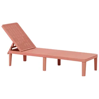 BELIANI Gartenliege Rot Kunststoff Geflochtene Optik mit Verstellbarer Rückenlehne Wetterfest Modernes Design Terrasse Garten Balkon Sonnenliege - Rot