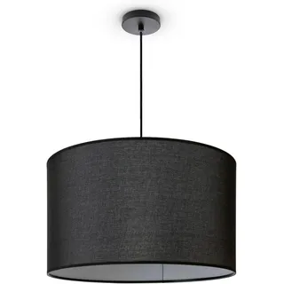 Paco Home Pendelleuchte »HUGO CANVAS UNI COLOR« E27 Wohnzimmer Stoff Lampenschirm Skandinavisch Uni Pendelleuchte Modern, schwarz