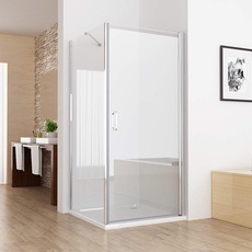 MIQU Duschkabine 90x90 x185cm Eckeinstieg Dusche Schwingtür pendeltür 90 Seitenwand 90 NANO Glas