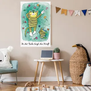LuckyLinde Leinwandbild »Der kleine Tiger - In der Ruhe...« Blumen Ente Enten Figuren Filmfiguren Liebessprüche Motivationsbilder Natur Schriftzug Sprüche Tiere Tiger little star 1 Stk. tlg. Exklusive JANOSCH Kindermotive, bunt