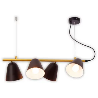 NÄVE Pendelleuchte "Triton", schwarz, 4, Ø 13cm H: 126cm, 1 Stk., Leuchten, 4er, Schirme außen schwarz innen weiß, Stange gold, E14. max. 40W, Pendelleuchte