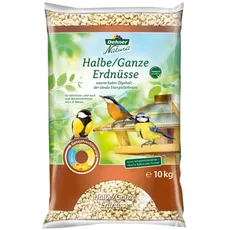 Dehner Natura Premium Wildvogelfutter, halbe / ganze Erdnüsse schalenfrei, Ganzjahresfutter proteinreich / energiereich, hochwertiges Vogelfutter für Wildvögel, 10 kg