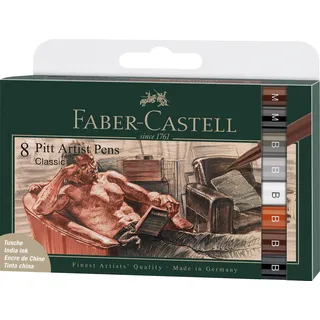 Faber-Castell - Tuschestifte Pitt Artist Pen Classic, 8 Farben