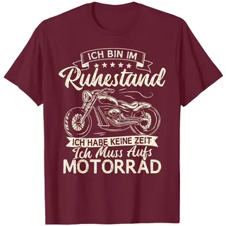 Ich Bin im Ruhestand ich muss aufs Motorrad Biker Opa T-Shirt, Herren, Kastanienbraun, XL