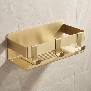 DEKAZIA® Duschablage Gold ohne Bohren, Wandregal Duschregal Badregal