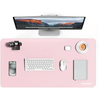 TECKNET Schreibtischunterlage, 80 x 40cm Große Tischschutzpolster, wasserdichte Laptop Desk Mat,PU Leder Tischunterlage, Abwischbar Schreibunterlage für Büro/Zuhause (Rosa)
