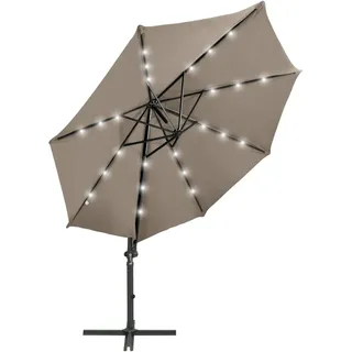 vidaXL Ampelschirm mit LED-Beleuchtung 300 cm Taupe - Taupe