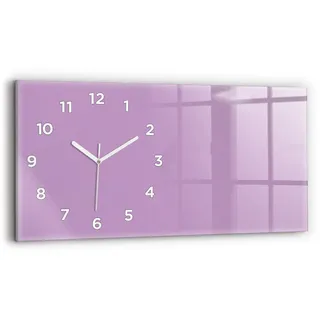 Wallfluent Wanduhr – Stilles Quarzuhrwerk - Uhr Dekoration Wohnzimmer Schlafzimmer Küche - Zifferblatt - weiße Zeiger - 60x30 cm - Lila Farbe - Lila