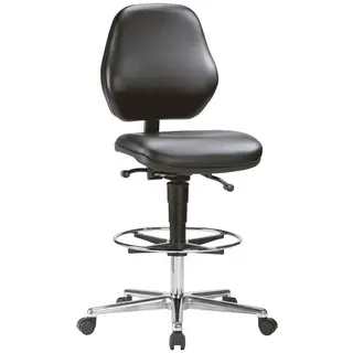 Bimos Arbeitsdrehstuhl Solitec mit Rollen und Fußring Kunstleder Höhe 650-910mm - 9131-2571-525-807 - Blau