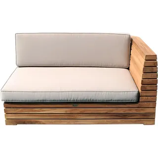 Teako Design Teakholz Gartensofa Picardie rechts - Ecksofa mit Kissen 135x90cm wetterfest Loungemöbel - Braun