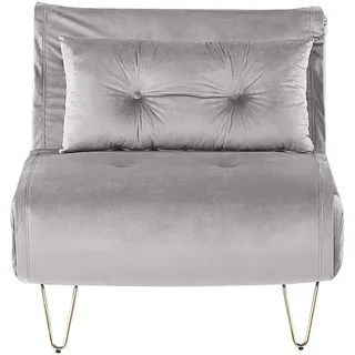 BELIANI Einzelsofa Grau Samtstoff Zierkissen Metallbeine in Gold Schlaffunktion verstellbare Rückenlehne Minimalistisch Glamourös Wohnzimmer - Grau, Gold