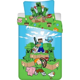 Jerry Fabrics Minecraft Outdoor Mobs Mehrfarbig 140 x 200 cm + 70 x 90 cm