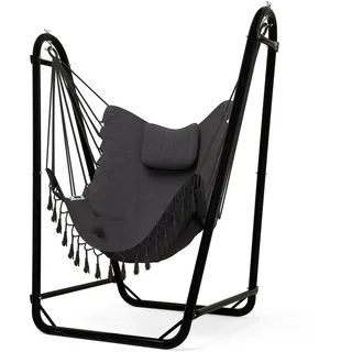 torevsior Hängesessel mit u-förmiger Halterung, einzigartig, robust und rostfrei, inklusive Sitz aus grauer Baumwolle